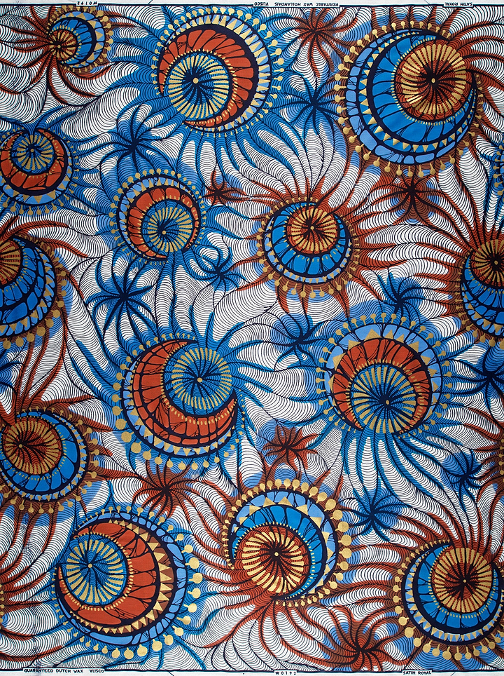 Vibrant blue orange brown circular satin royal vlw0192.004