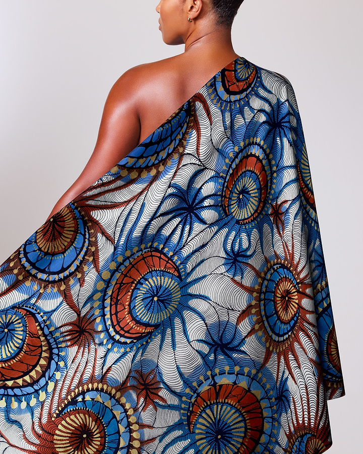 Vibrant one-shoulder wrap dress bold satin royal vlw0192.004