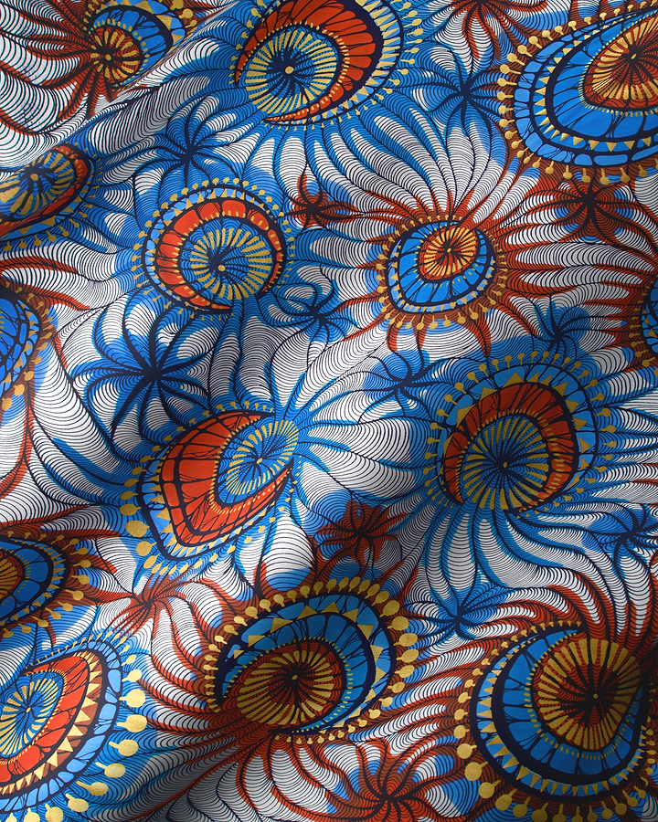 Vibrant blue red white patterned satin royal vlw0192.004
