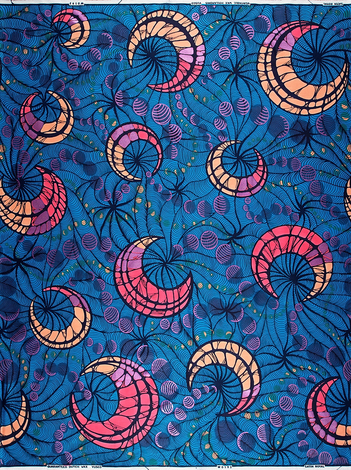 Vibrant blue african print fabric satin royal vlw0192.006