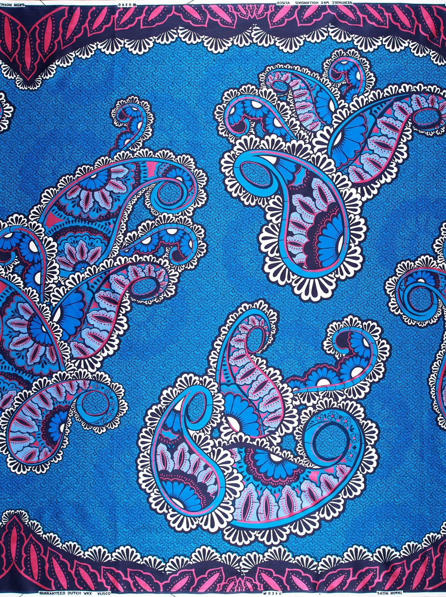Vibrant blue fabric bold paisley satin royal vlw0390.007