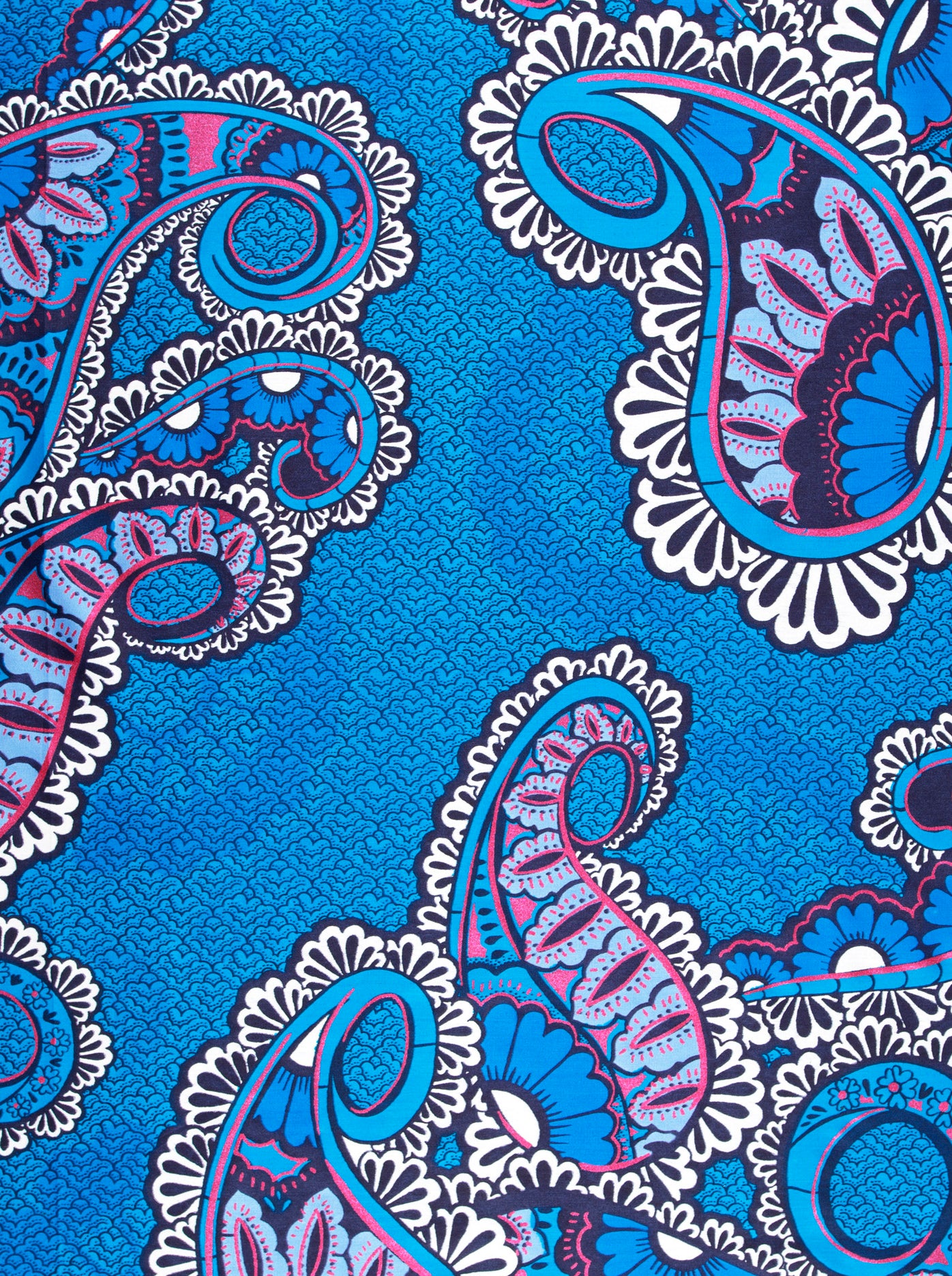 Vibrant blue paisley-patterned fabric intricate satin royal vlw0390.007
