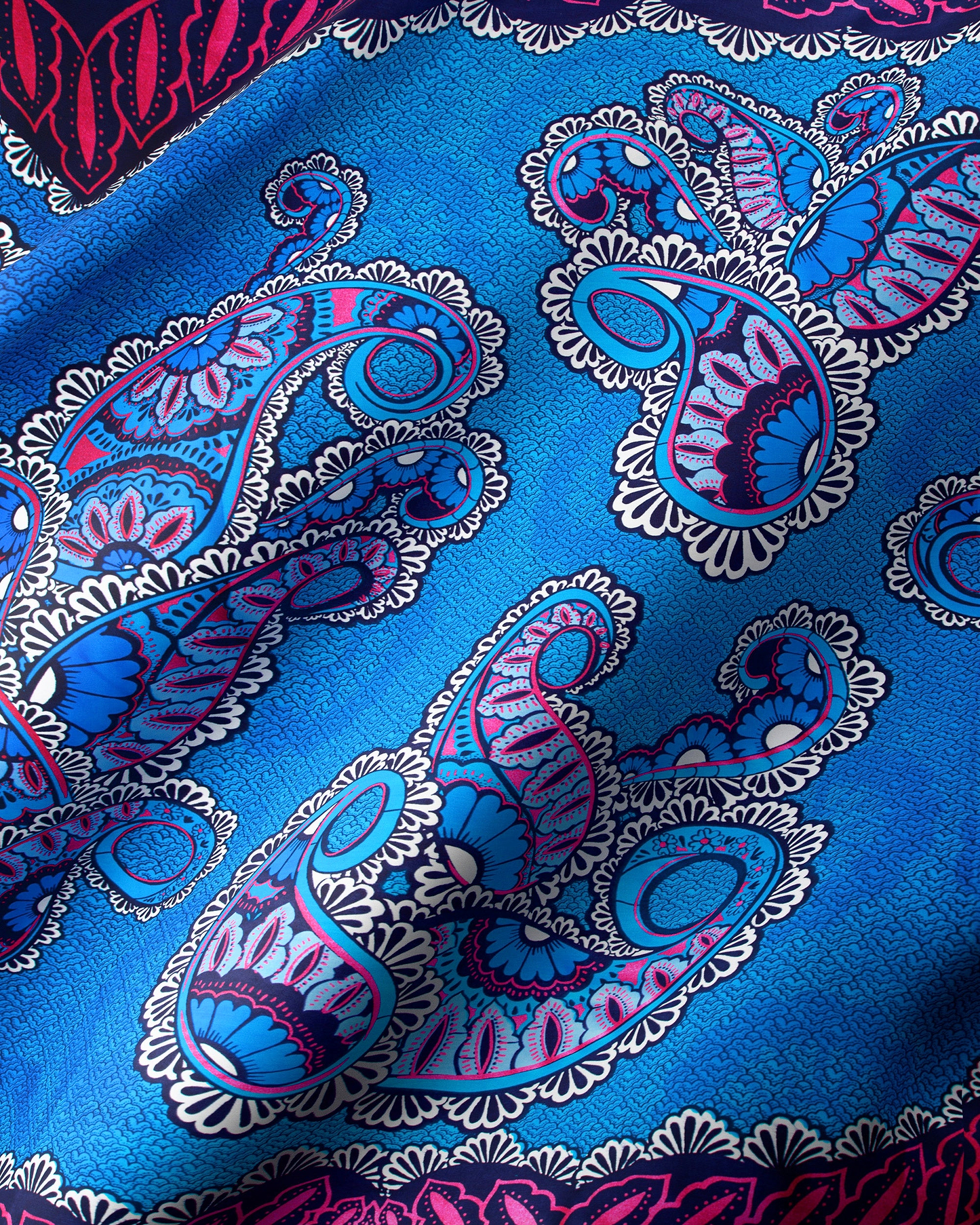 Vibrant blue fabric intricate paisley satin royal vlw0390.007