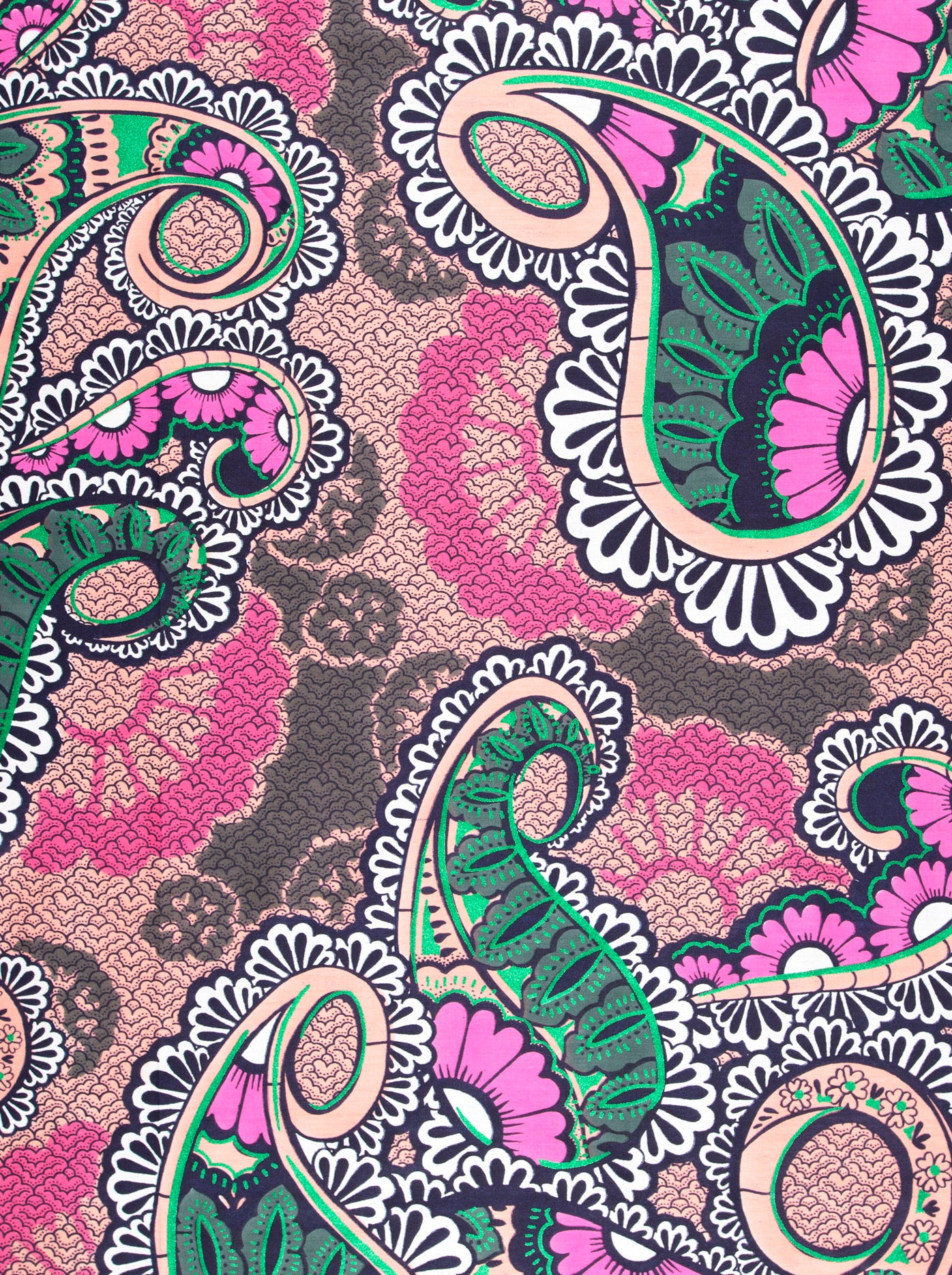 Vibrant pink green paisley patterned satin royal vlw0390.009