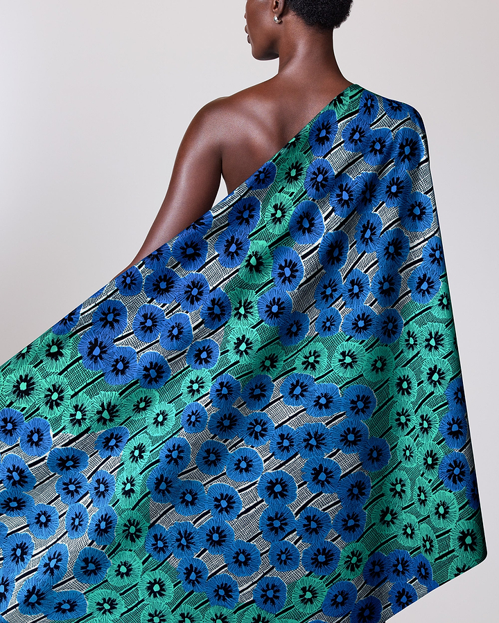 Vibrant blue green floral-patterned fabric wax hollandais vlw0404.016