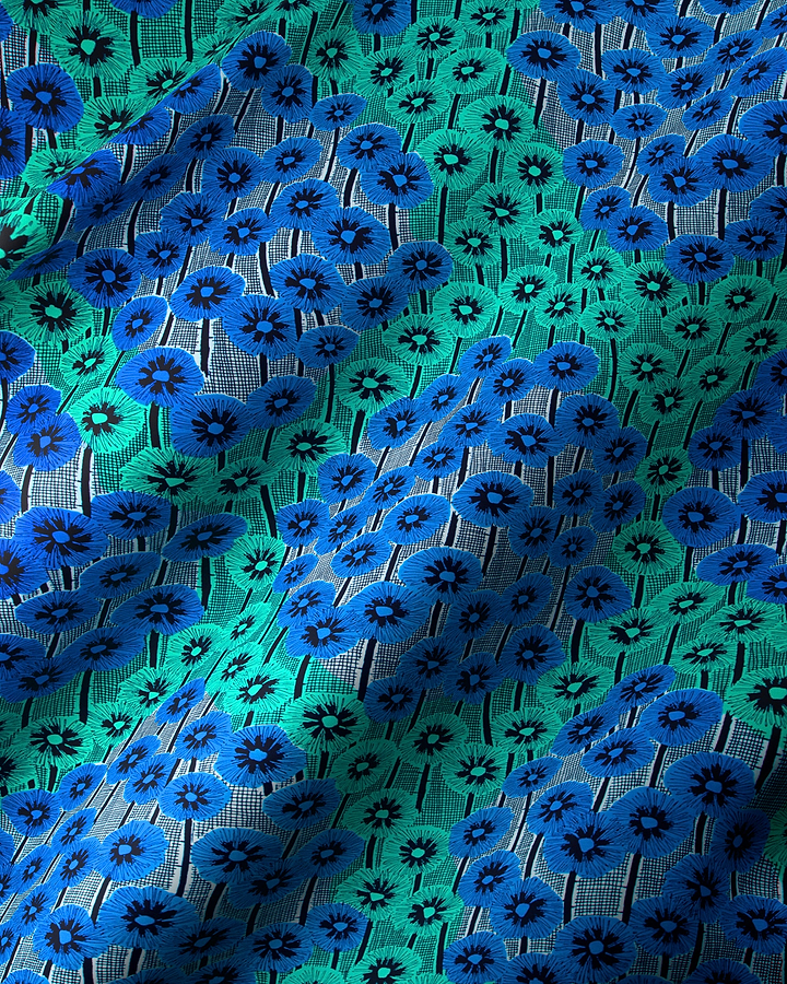 Vibrant blue green floral-patterned fabric wax hollandais vlw0404.016