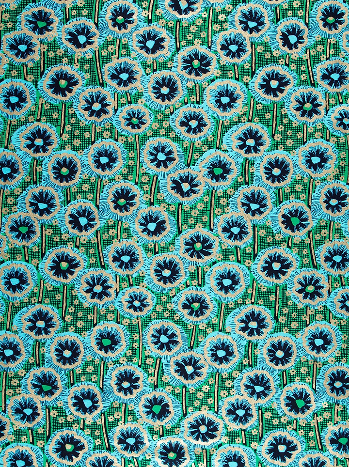 Vibrant green fabric pattern stylized wax hollandais vlw0404.017