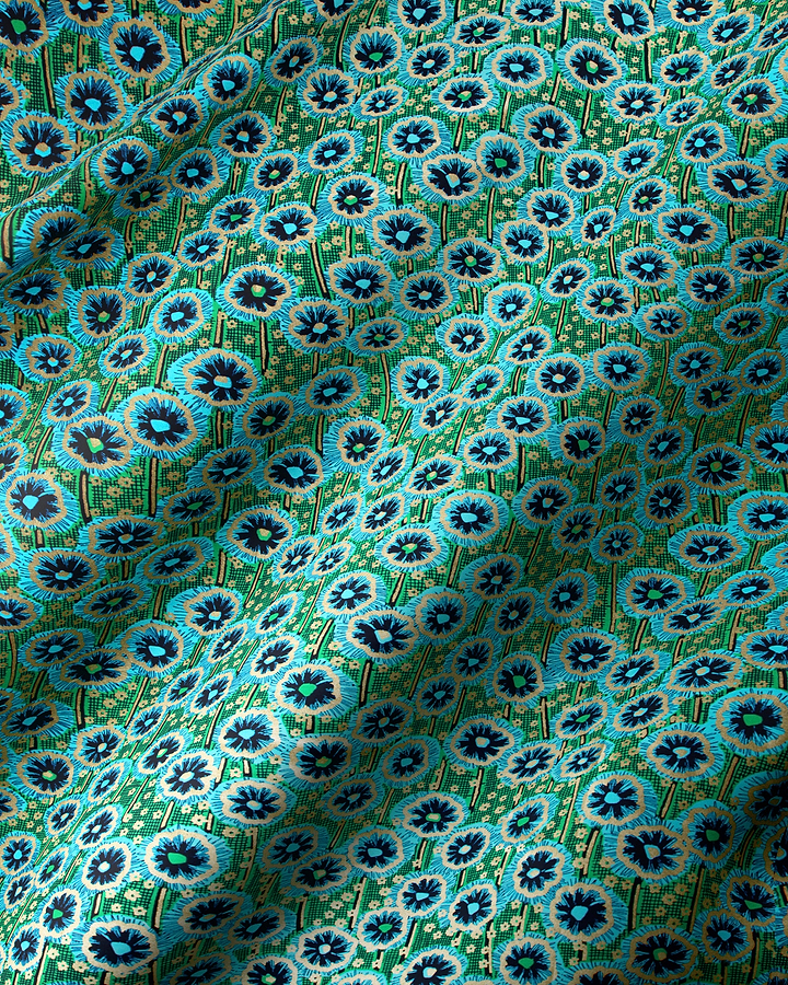Green fabric pattern blue teal wax hollandais vlw0404.017