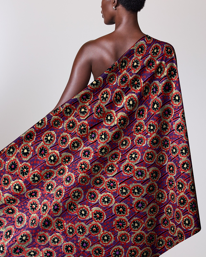 Vibrant one-shoulder wrap dress deep wax hollandais vlw0404.018