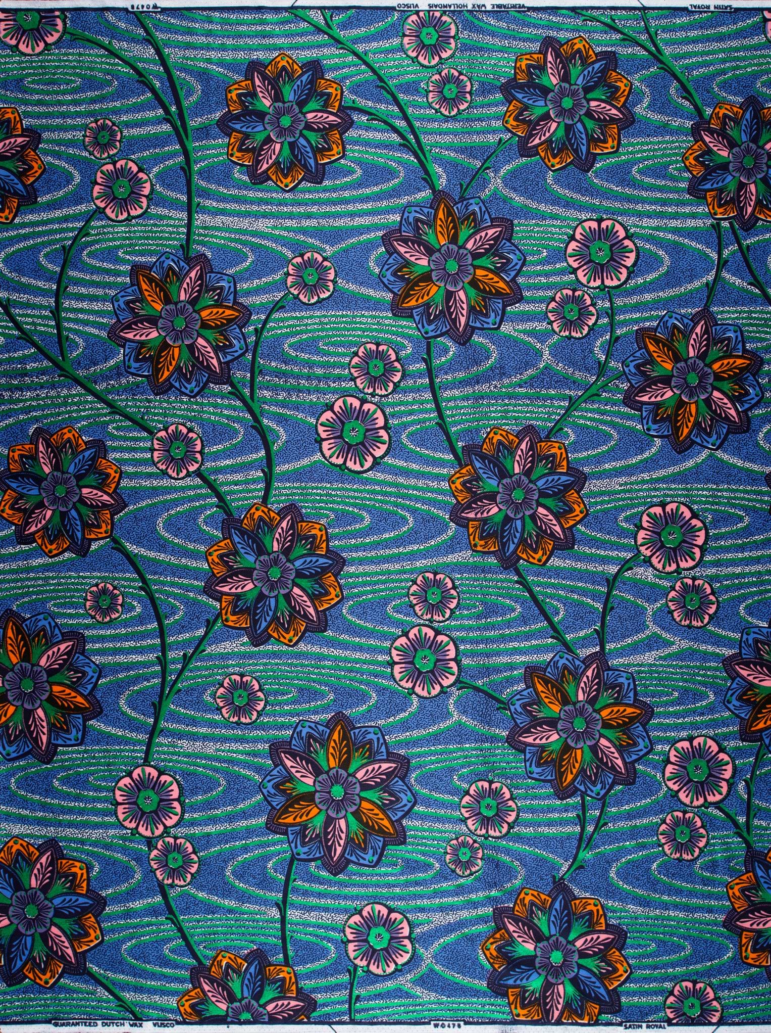 Vibrant blue green patterned fabric satin royal vlw0478.001