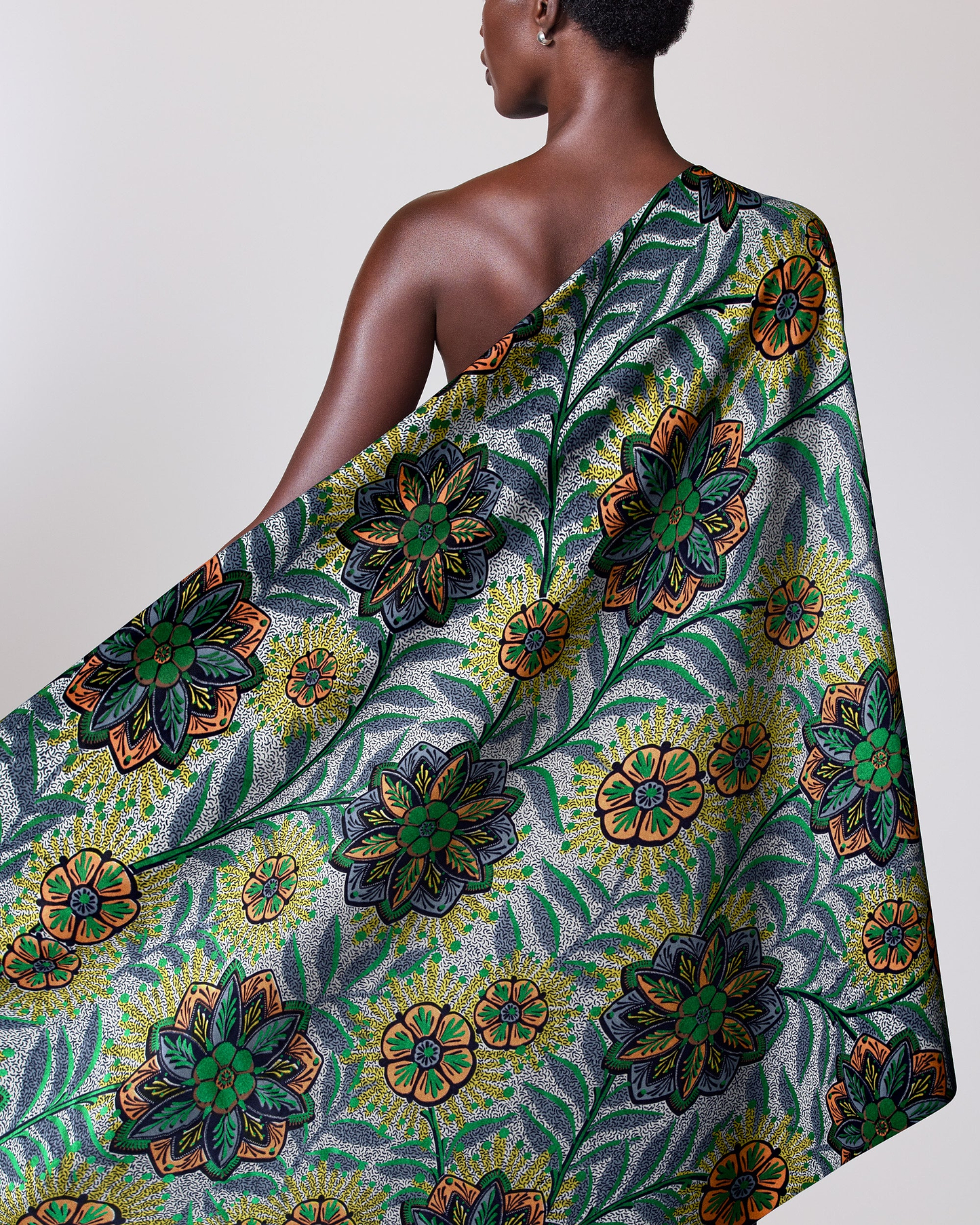 Vibrant one-shoulder wrap dress bold satin royal vlw0478.006