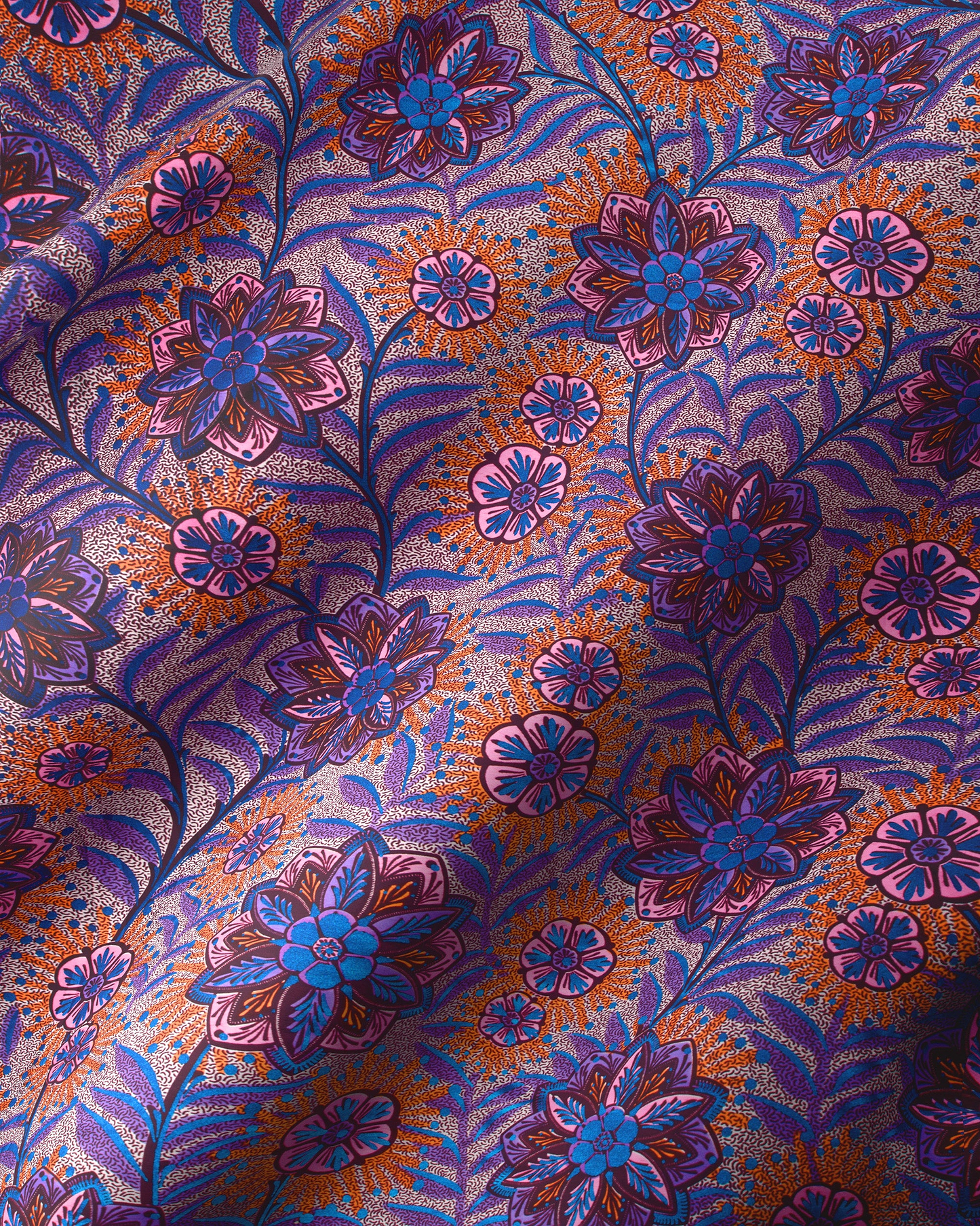 Richly patterned fabric intricate floral satin royal vlw0478.010