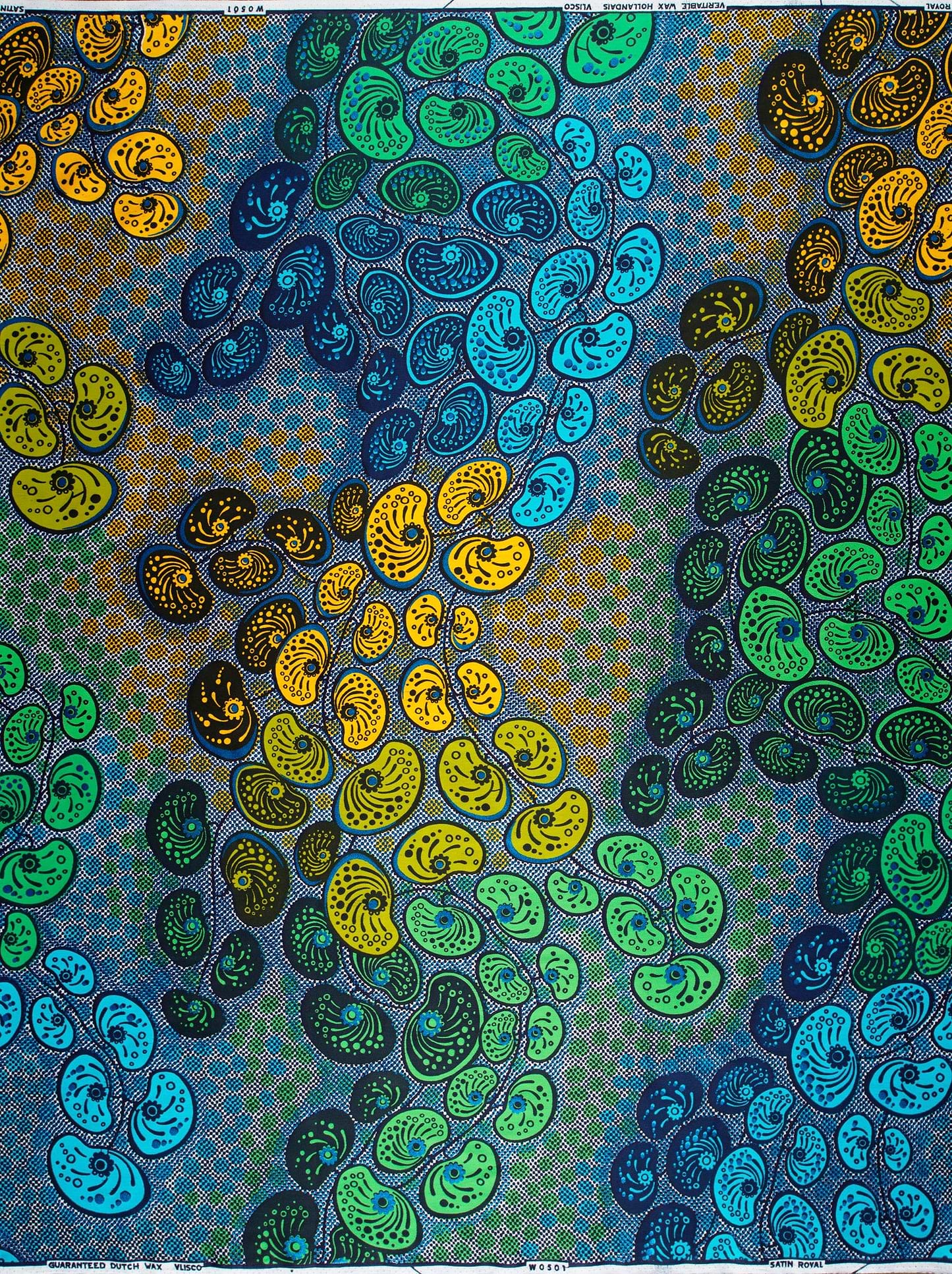 Vibrant african print fabric shell-like satin royal vlw0501.005