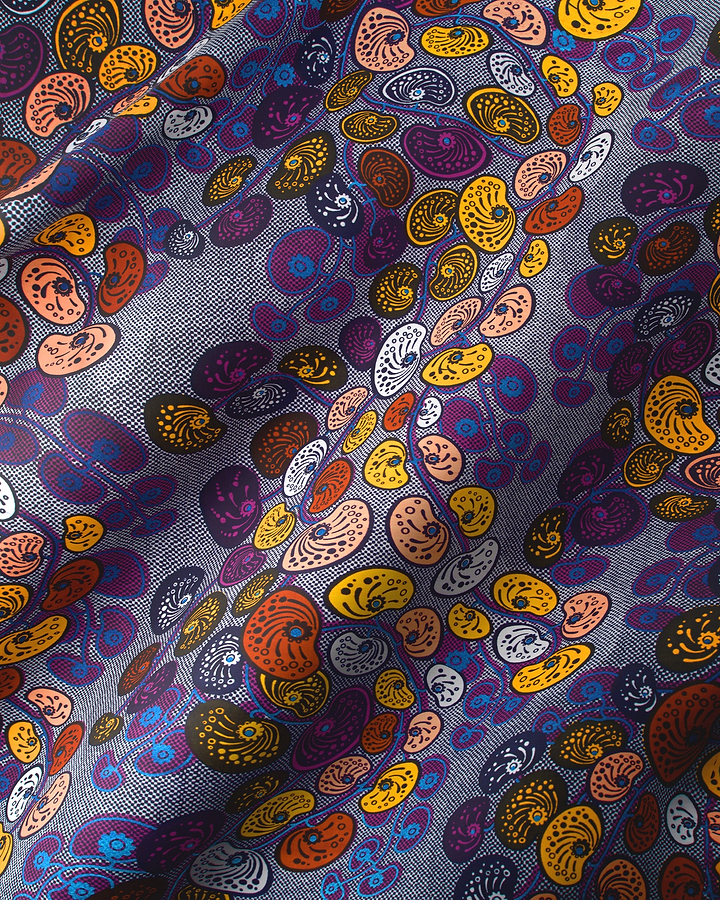 Vibrant patterned scarf dense array satin royal vlw0501.008