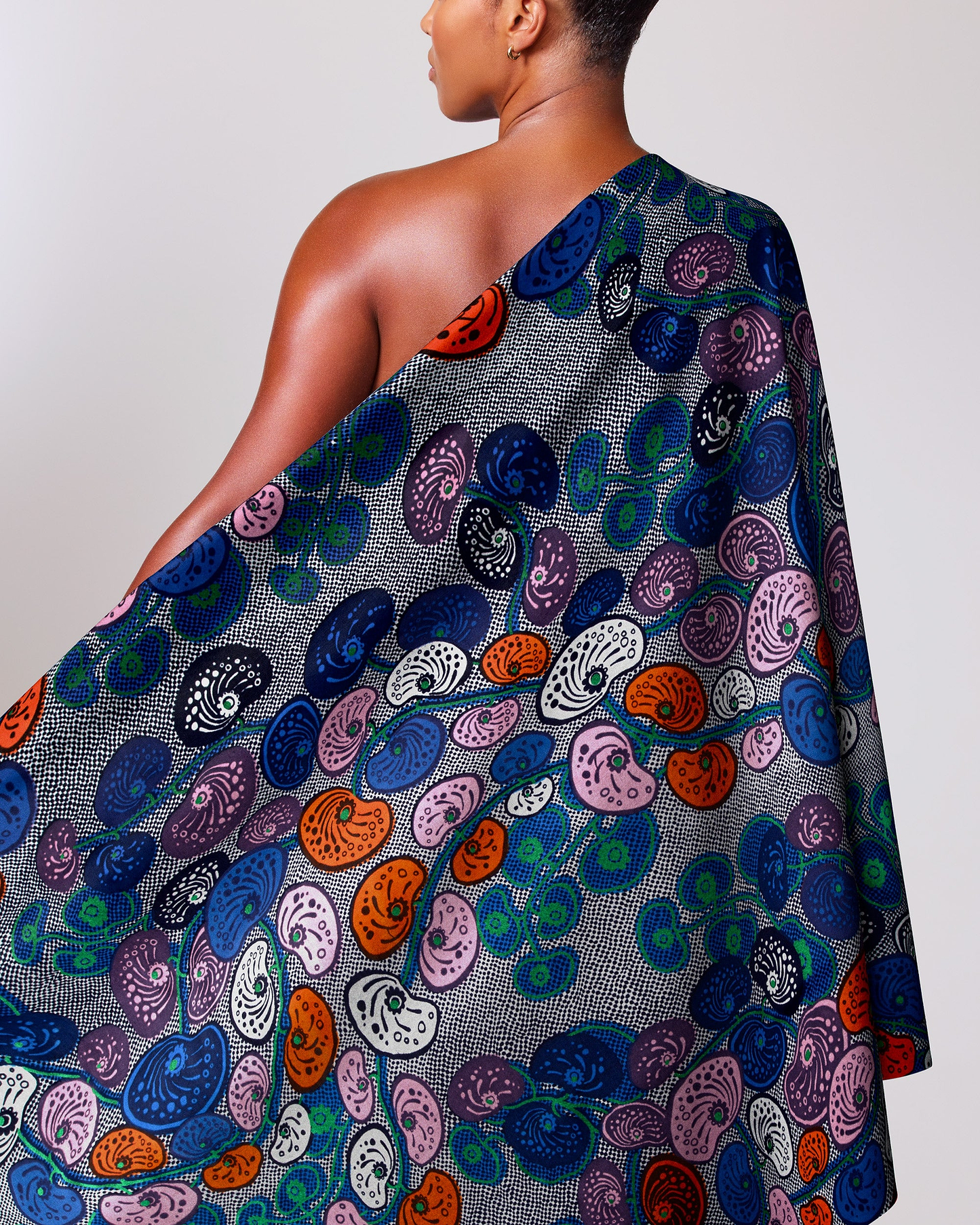 Vibrant one-shoulder wrap dress made satin royal vlw0501.009