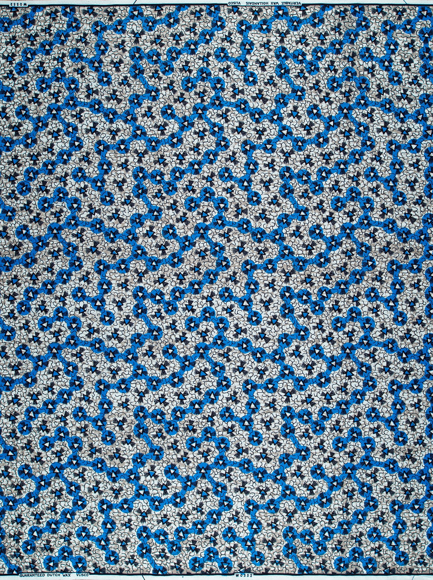 Blue black geometric patterned fabric wax hollandais vlw0552.012