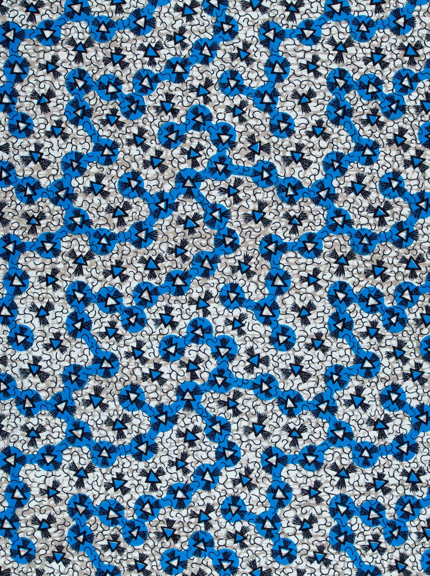 Blue black geometric patterned fabric wax hollandais vlw0552.012