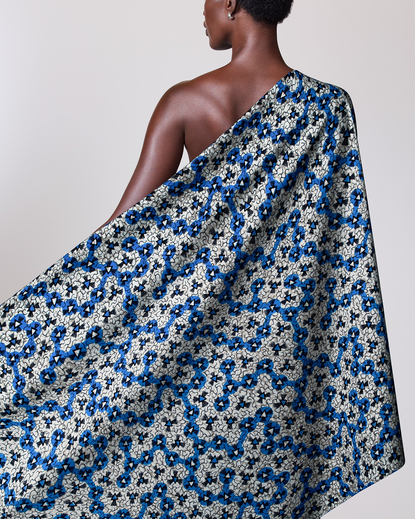 One-shoulder wrap dress vibrant blue wax hollandais vlw0552.012