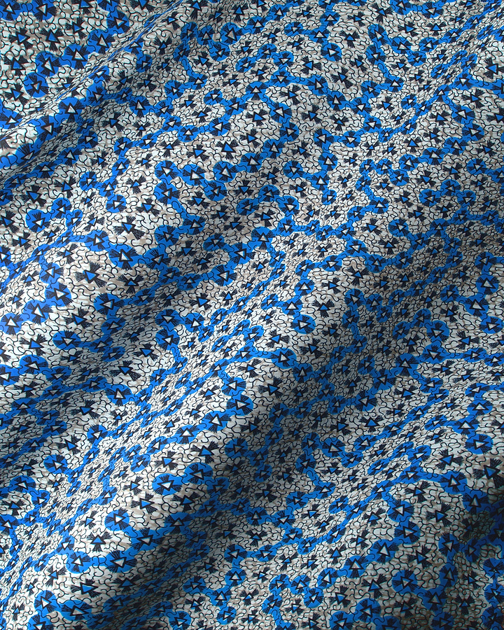 Blue black geometric floral patterned wax hollandais vlw0552.012