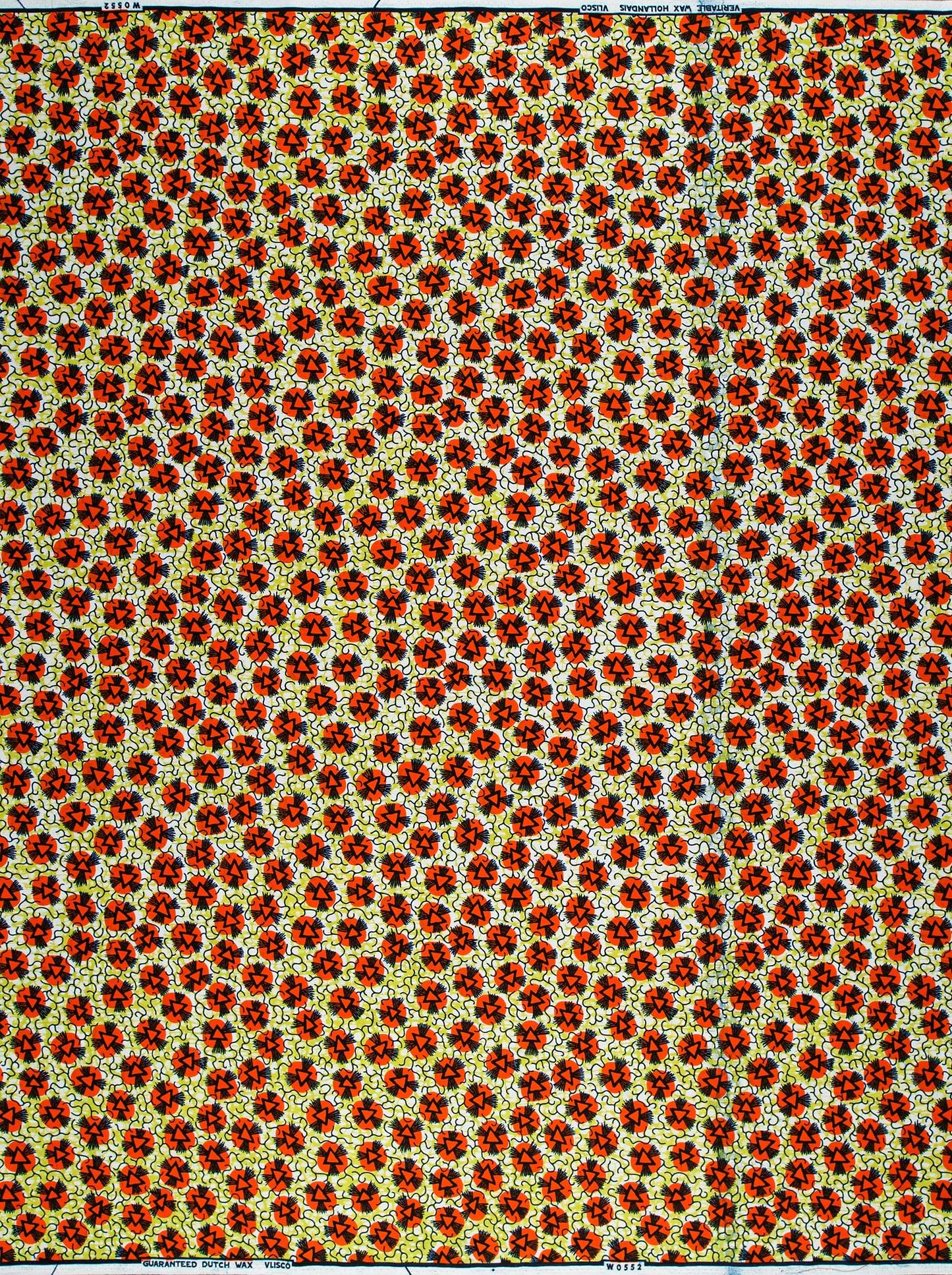 Red black floral patterned fabric wax hollandais vlw0552.013