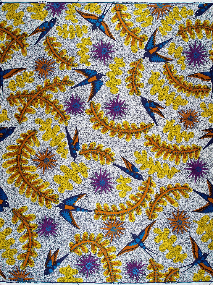 Vibrant african print fabric blue satin royal vlw1252.002