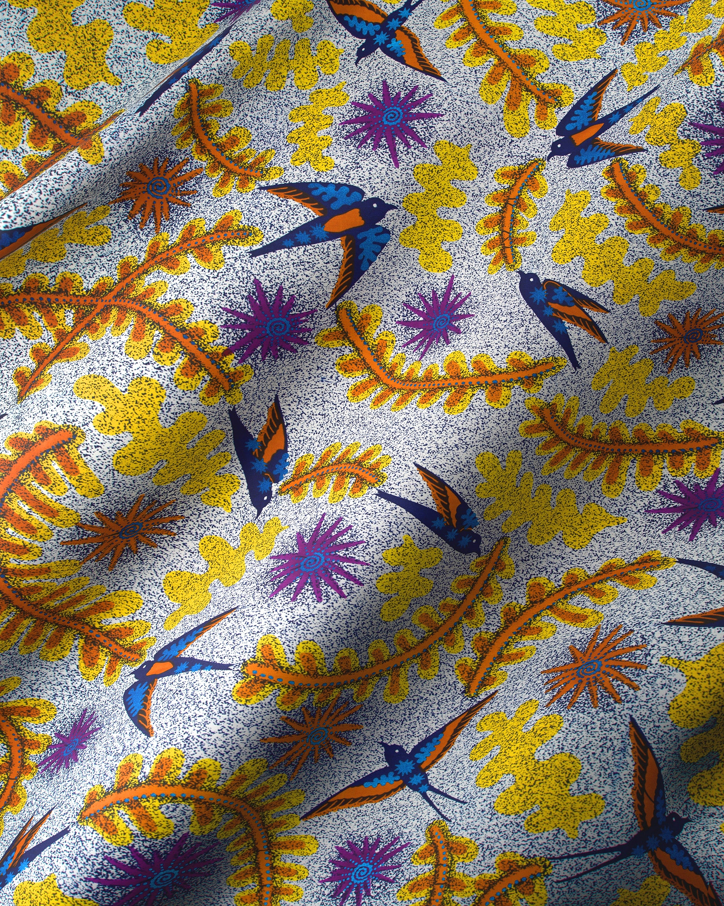 Vibrant fabric stylized blue orange satin royal vlw1252.002