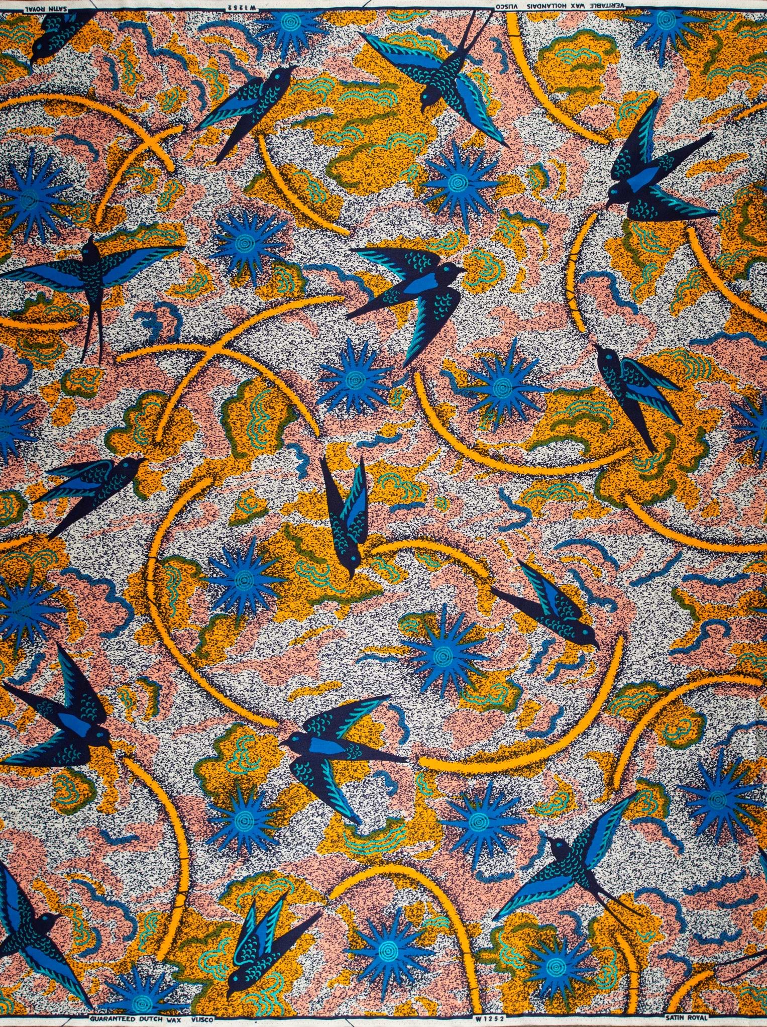 Vibrant african print fabric bold satin royal vlw1252.005