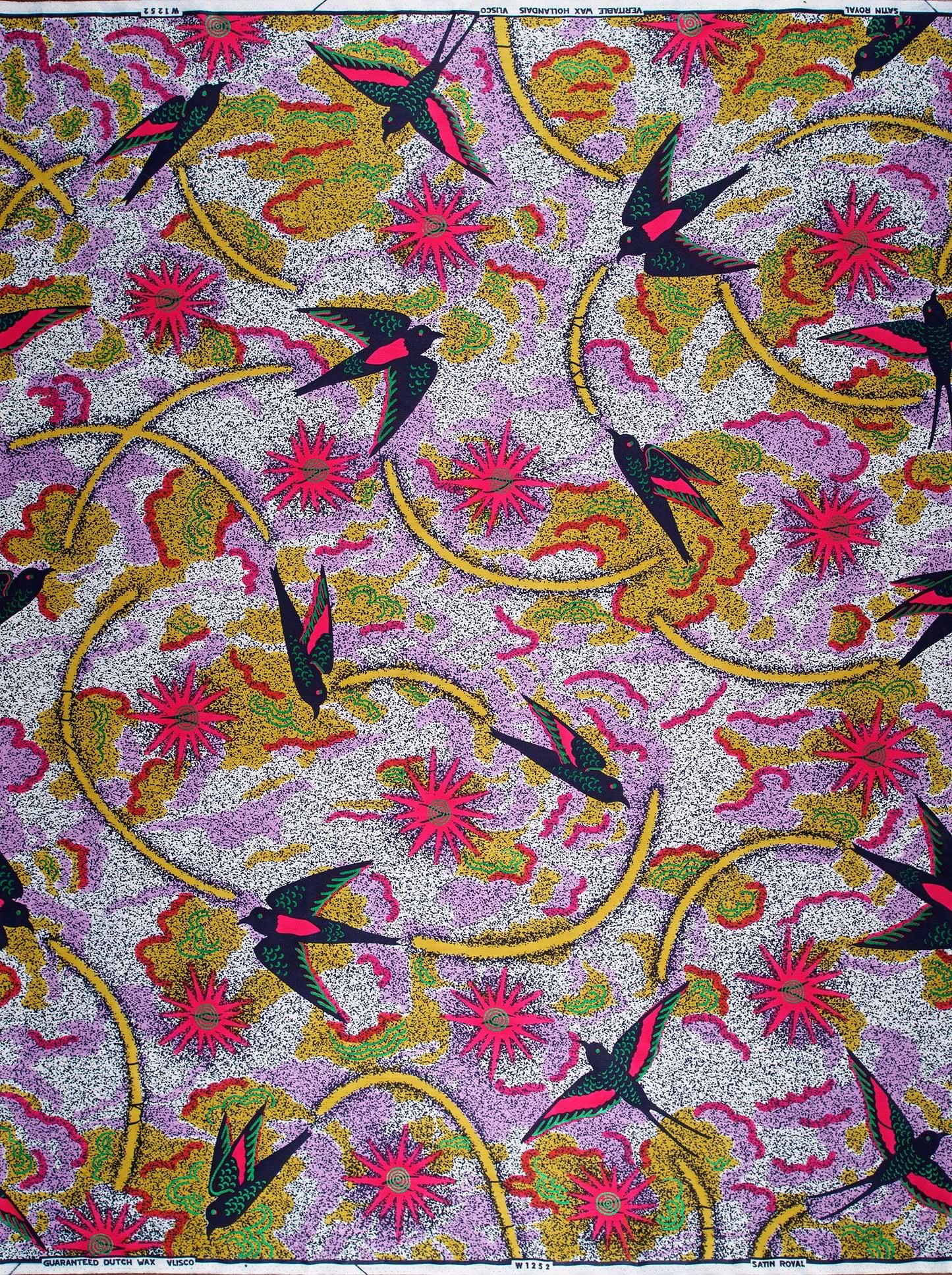 Vibrant african print fabric black satin royal vlw1252.006