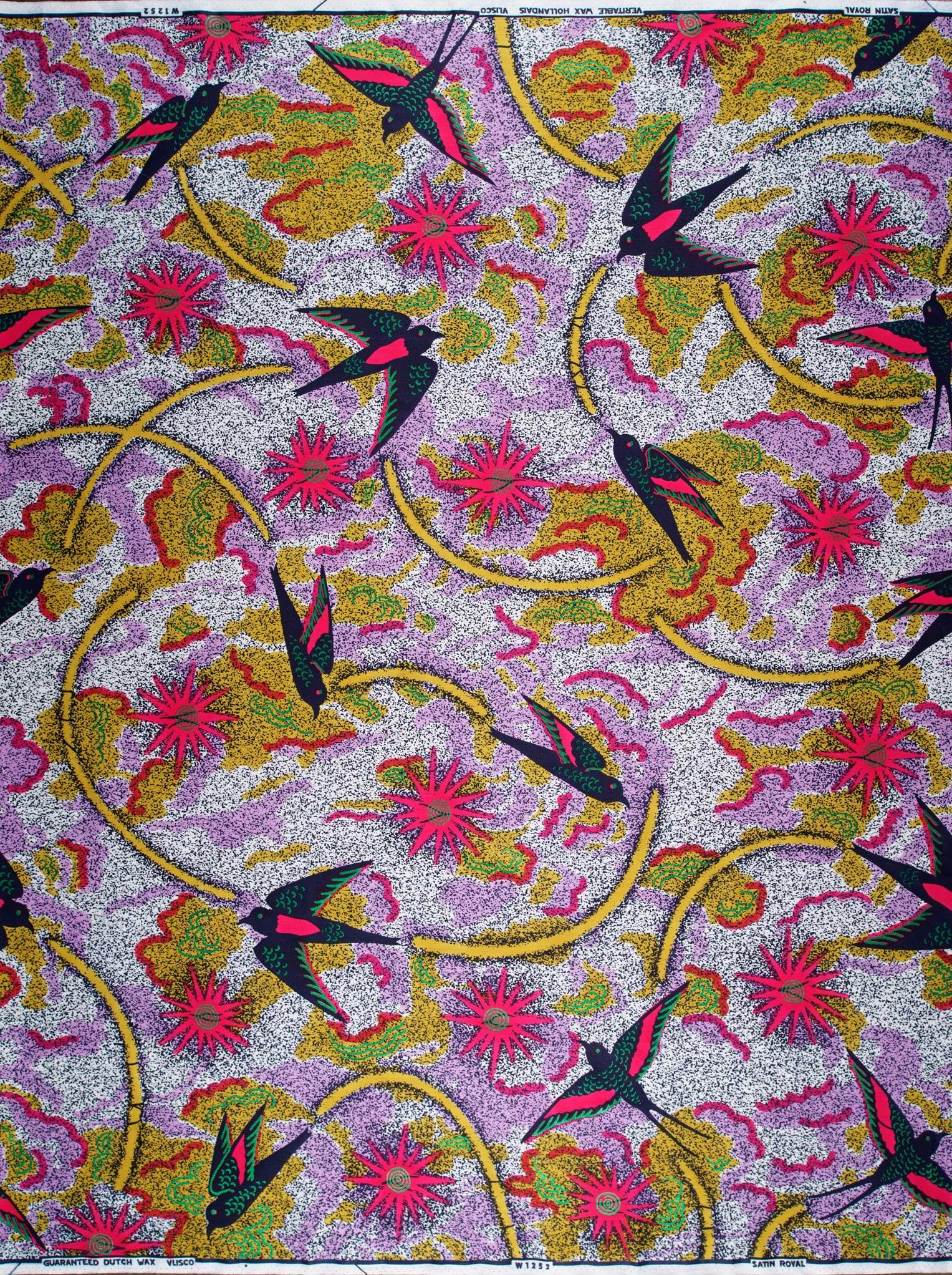 Vibrant african print fabric black satin royal vlw1252.006