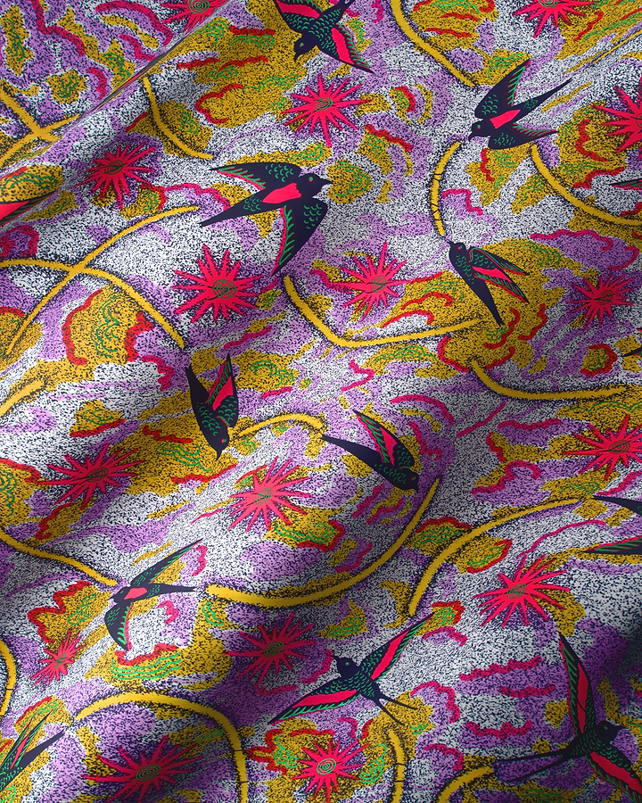 Vibrant fabric lively pattern black satin royal vlw1252.006