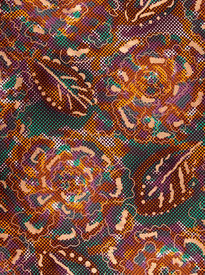 Vibrant multicolored paisley-patterned fabric pixelated satin royal vlw1787.001