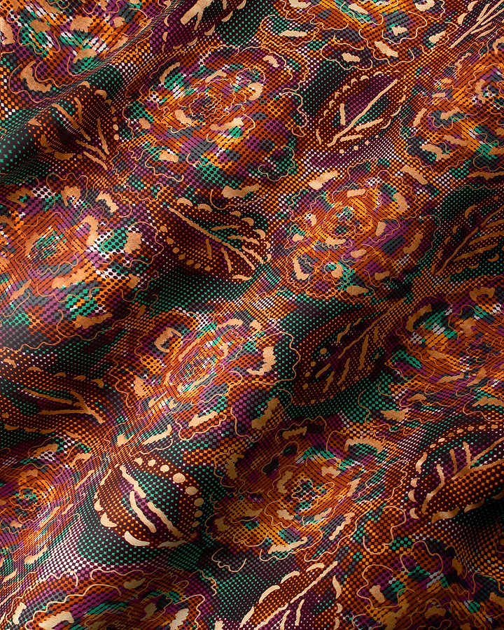 Richly patterned fabric intricate floral satin royal vlw1787.001