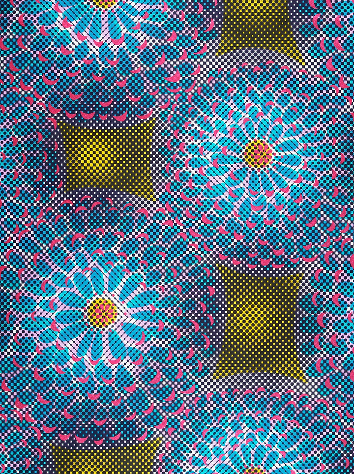 Vibrant turquoise pink floral patterned satin royal vlw1787.003