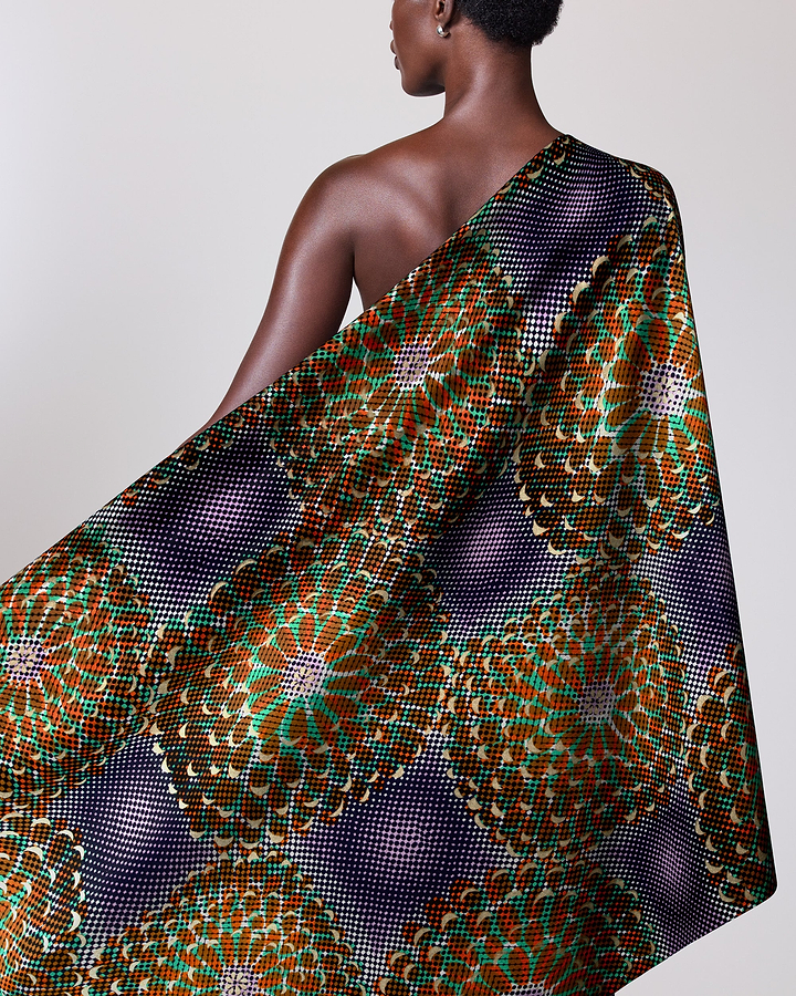 Vibrant one-shoulder wrap dress bold satin royal vlw1787.004
