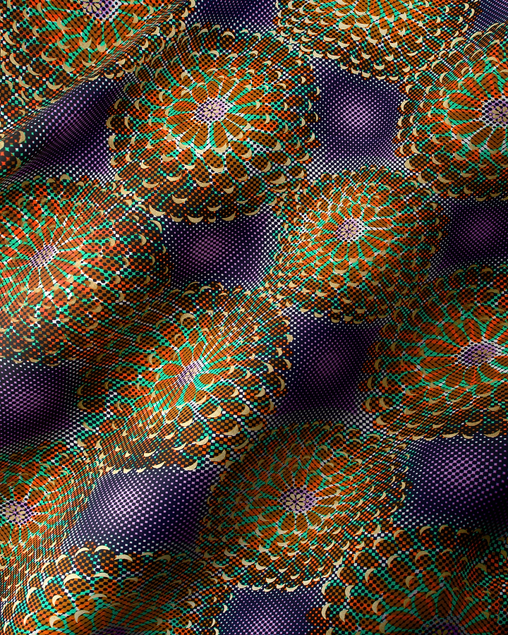 Vibrant intricate floral-patterned fabric bold satin royal vlw1787.004