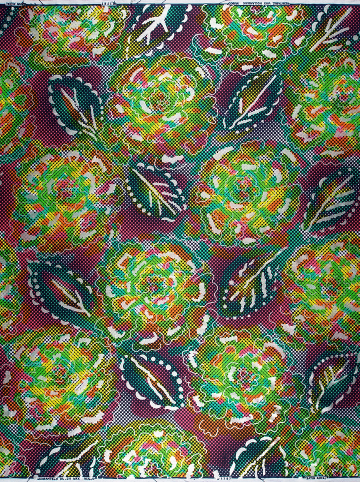 Vibrant multicolored floral fabric bold satin royal vlw1787.005