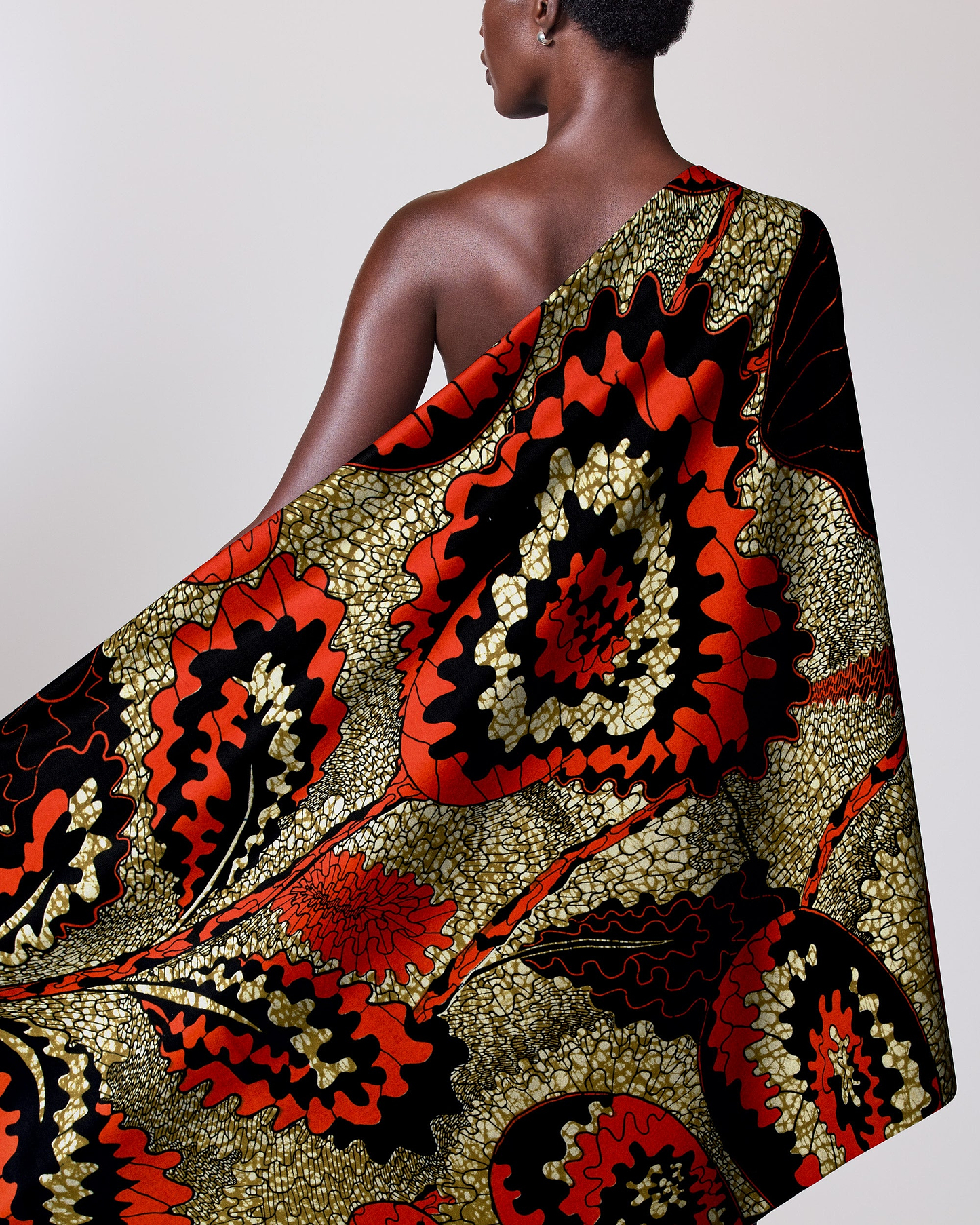 Vibrant one-shoulder wrap dress bold wax hollandais vlw1827.007