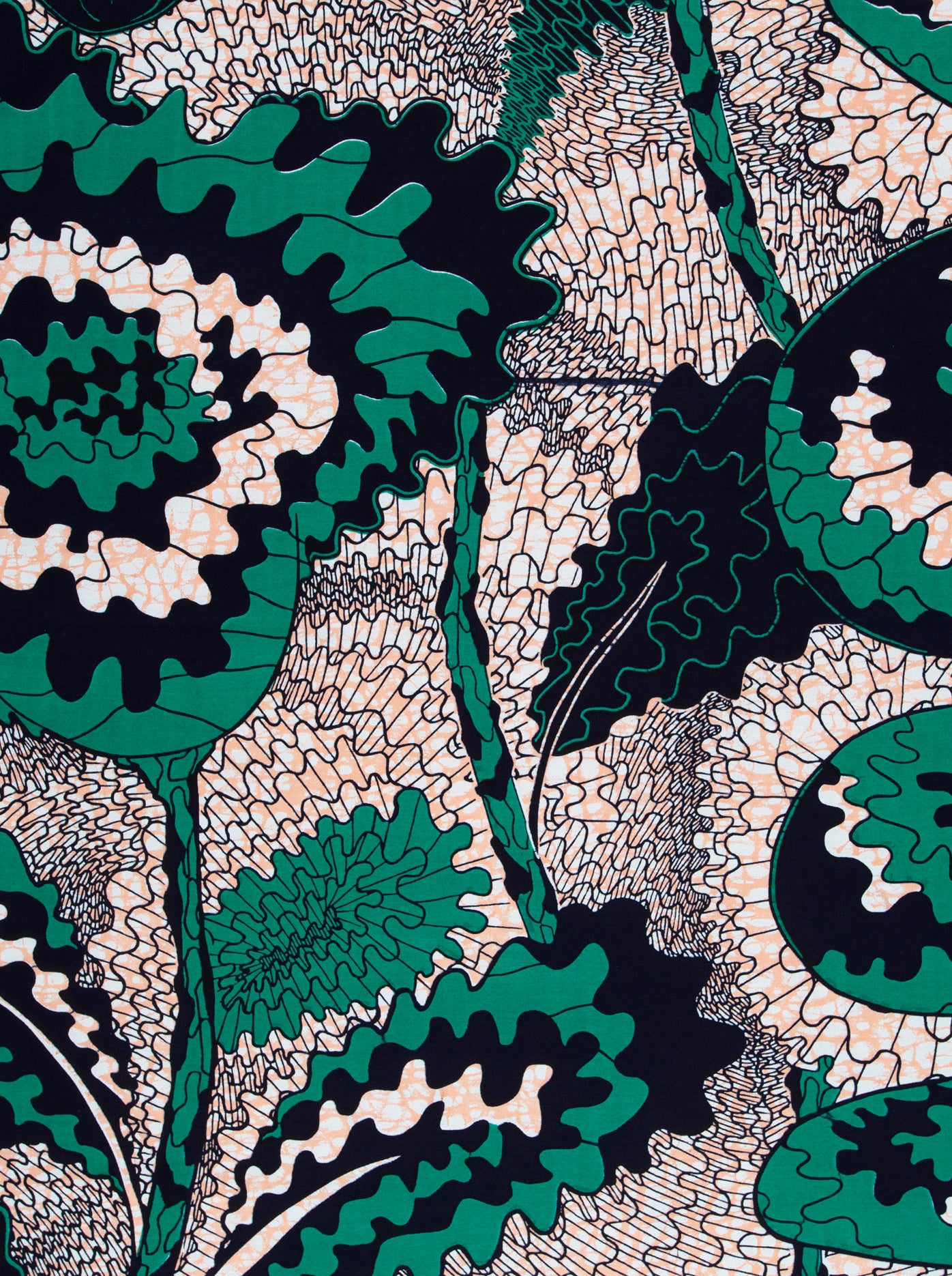 Vibrant stylized botanical print fabric wax hollandais vlw1827.008
