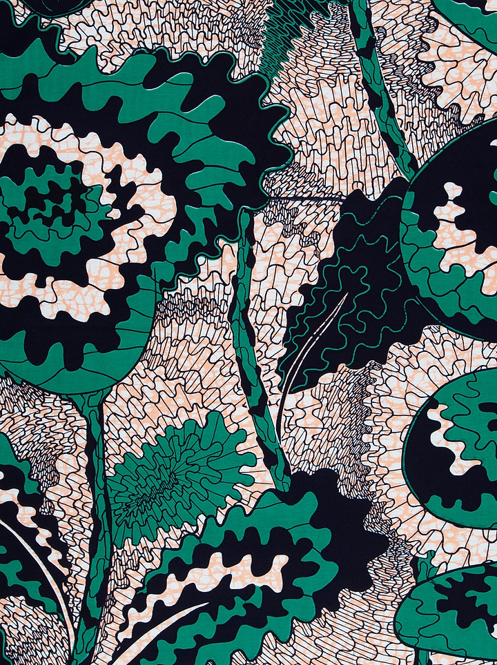 Vibrant stylized botanical print fabric wax hollandais vlw1827.008