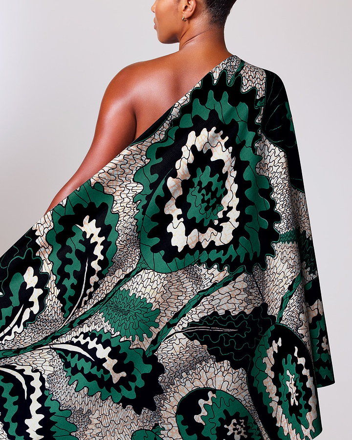 Vibrant green black white patterned wax hollandais vlw1827.008