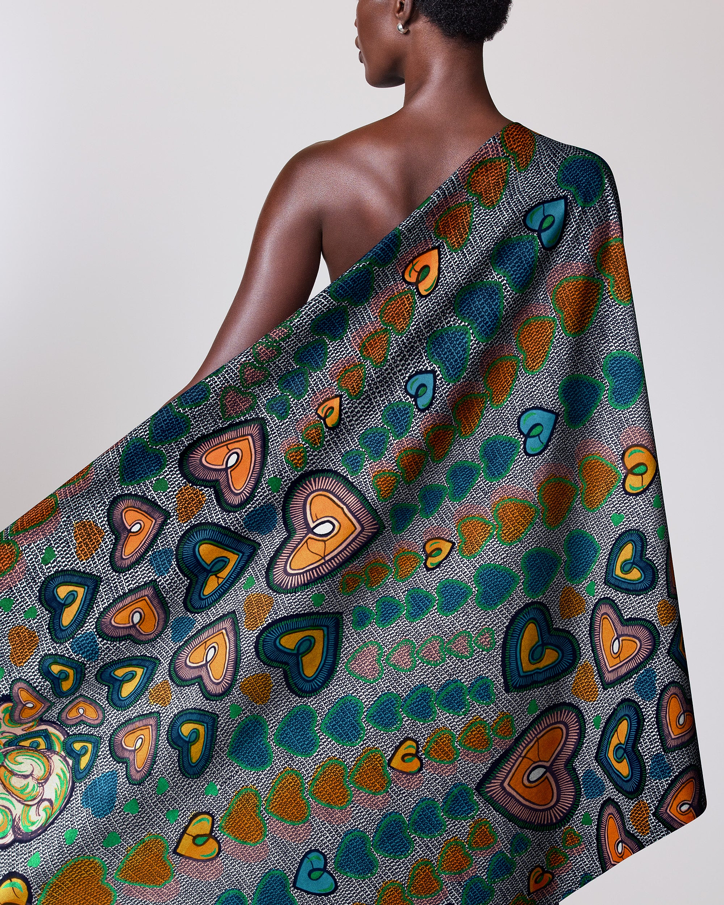 Vibrant patterned wrap scarf lively satin royal vlw2776.001