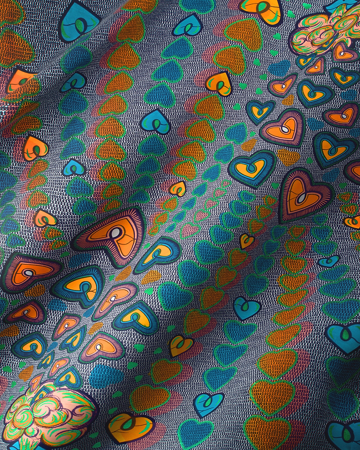 Vibrant multicolored heart-patterned fabric textured satin royal vlw2776.001