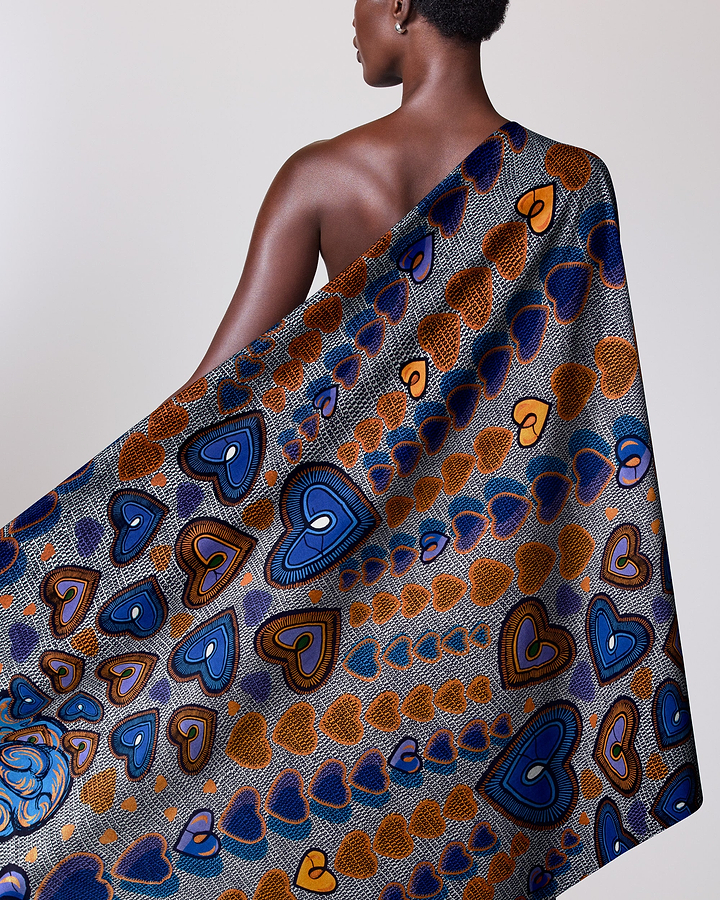 Vibrant patterned wrap dress shades satin royal vlw2776.002