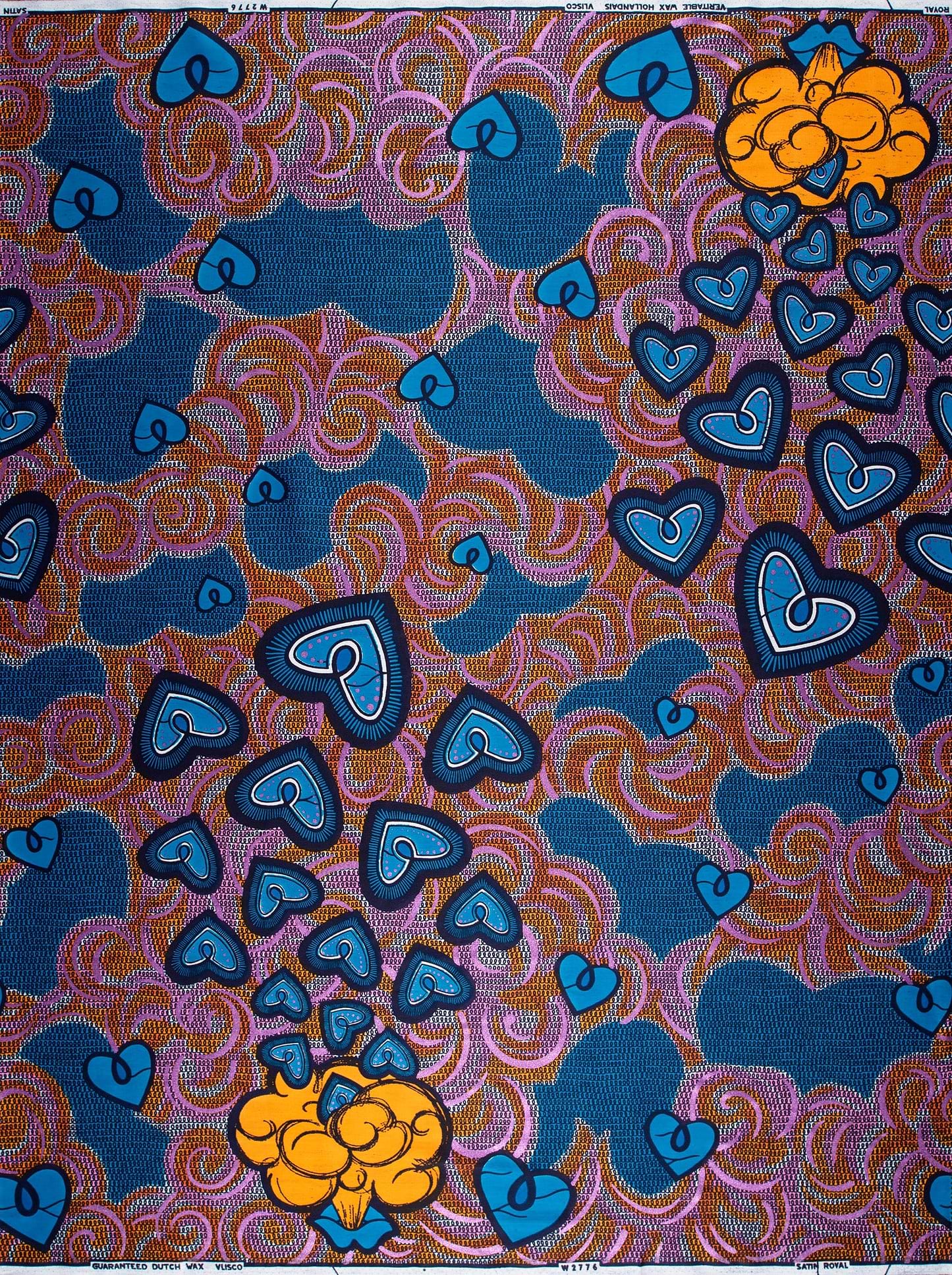 Vibrant retro-patterned fabric bold blue satin royal vlw2776.006