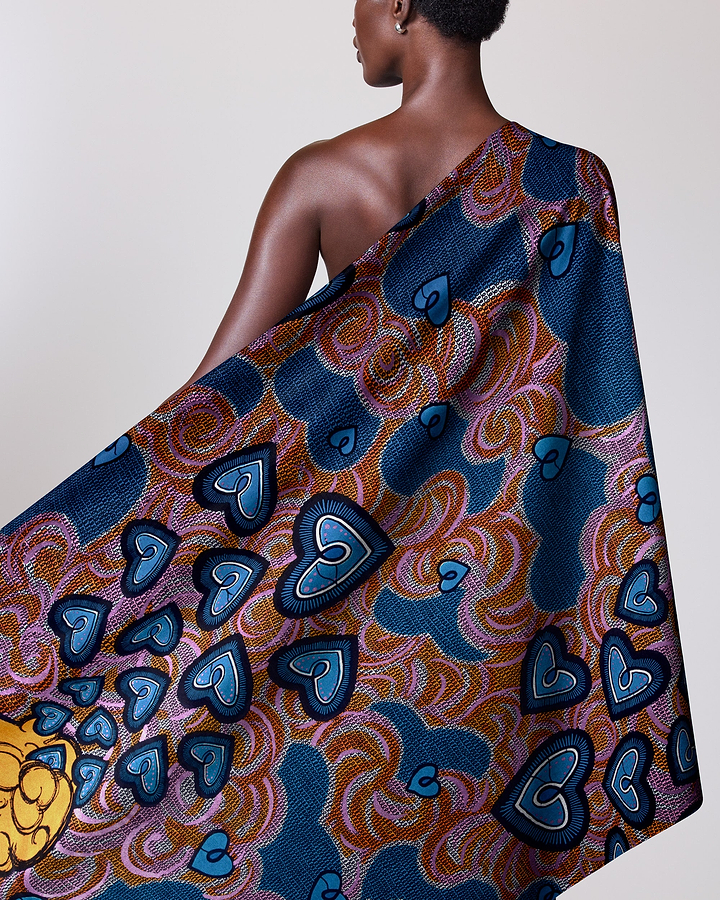 Vibrant one-shoulder wrap dress bold satin royal vlw2776.006