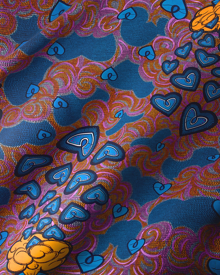Vibrant fabric psychedelic pattern blue satin royal vlw2776.006