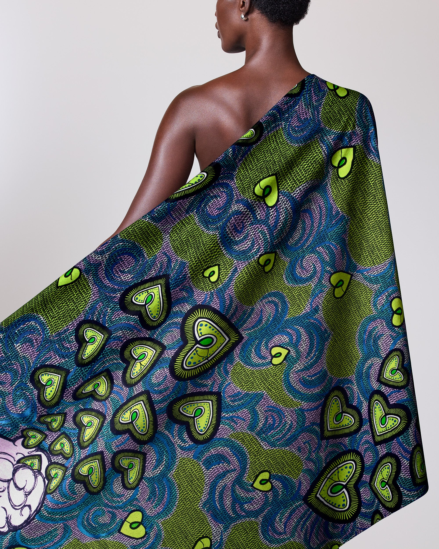 Vibrant one-shoulder wrap dress bold satin royal vlw2776.007