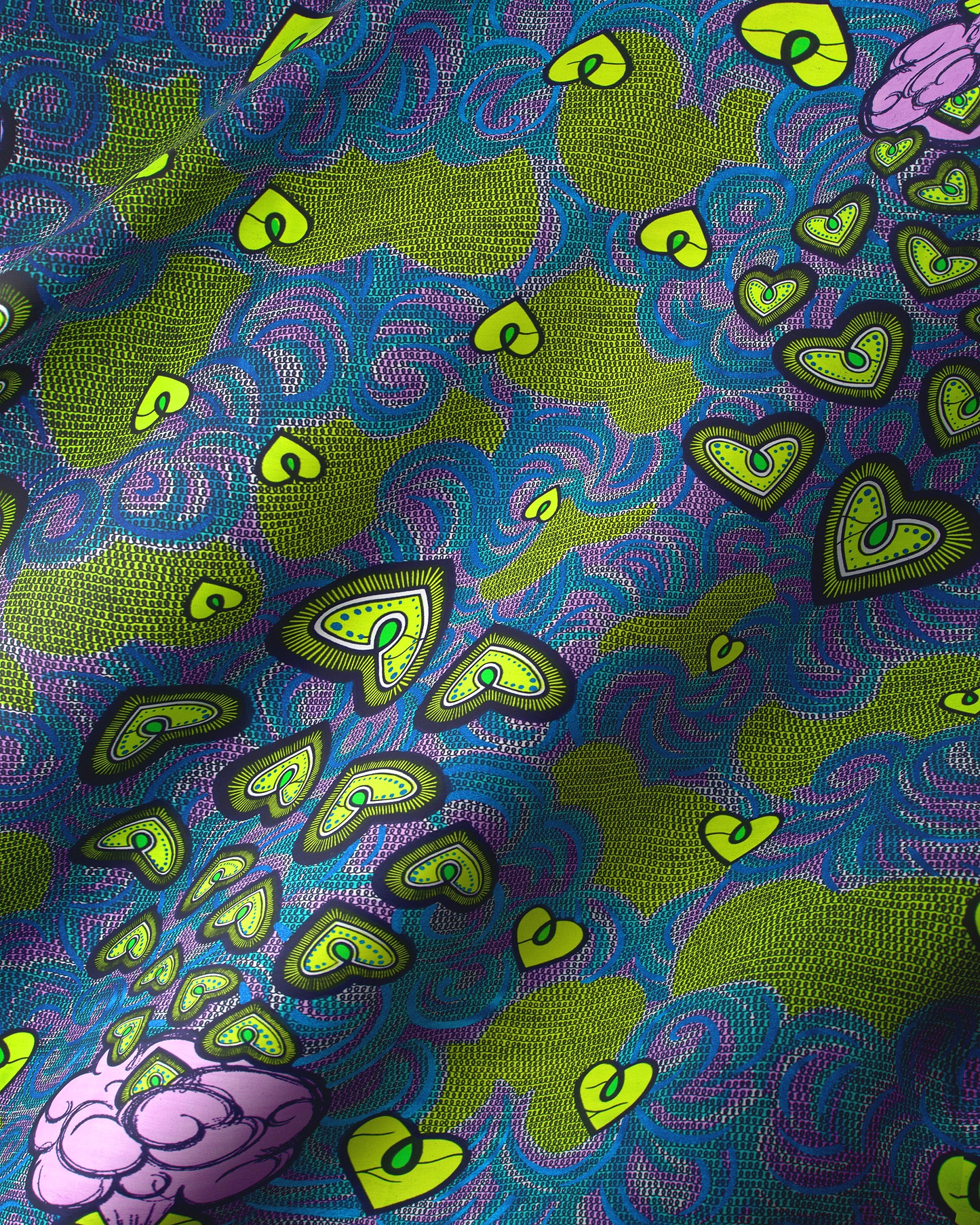Vibrant fabric psychedelic pattern lime satin royal vlw2776.007