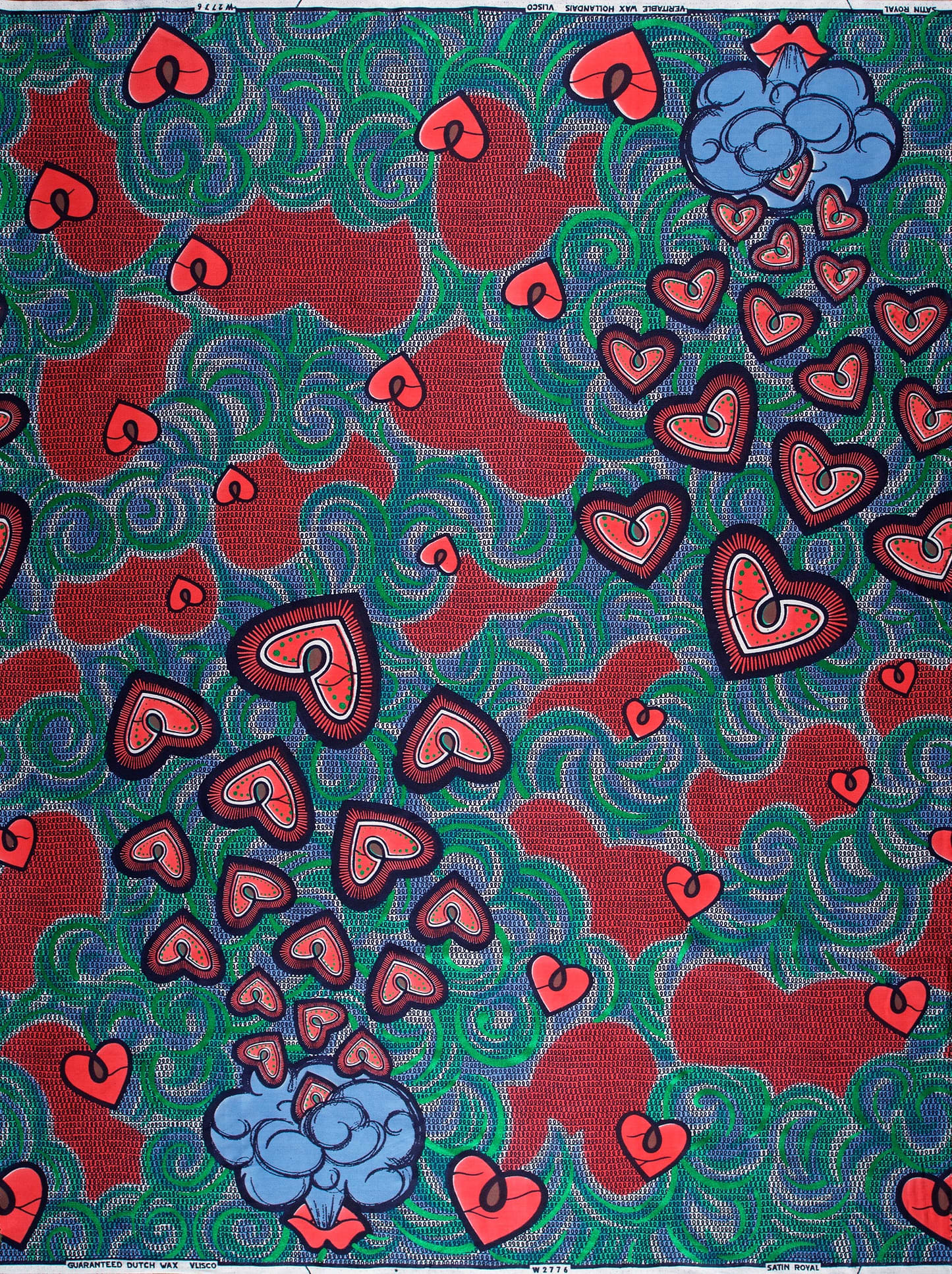Vibrant red green patterned fabric satin royal vlw2776.009
