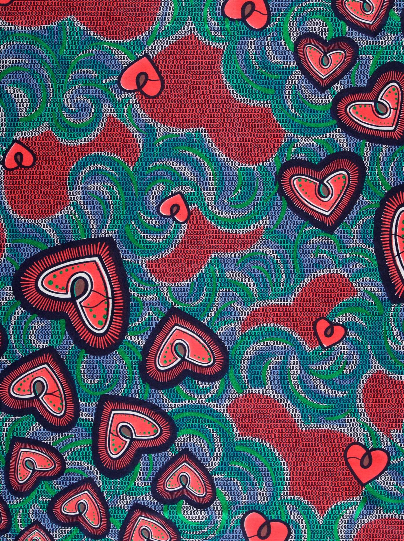 Vibrant red hearts black outlines satin royal vlw2776.009